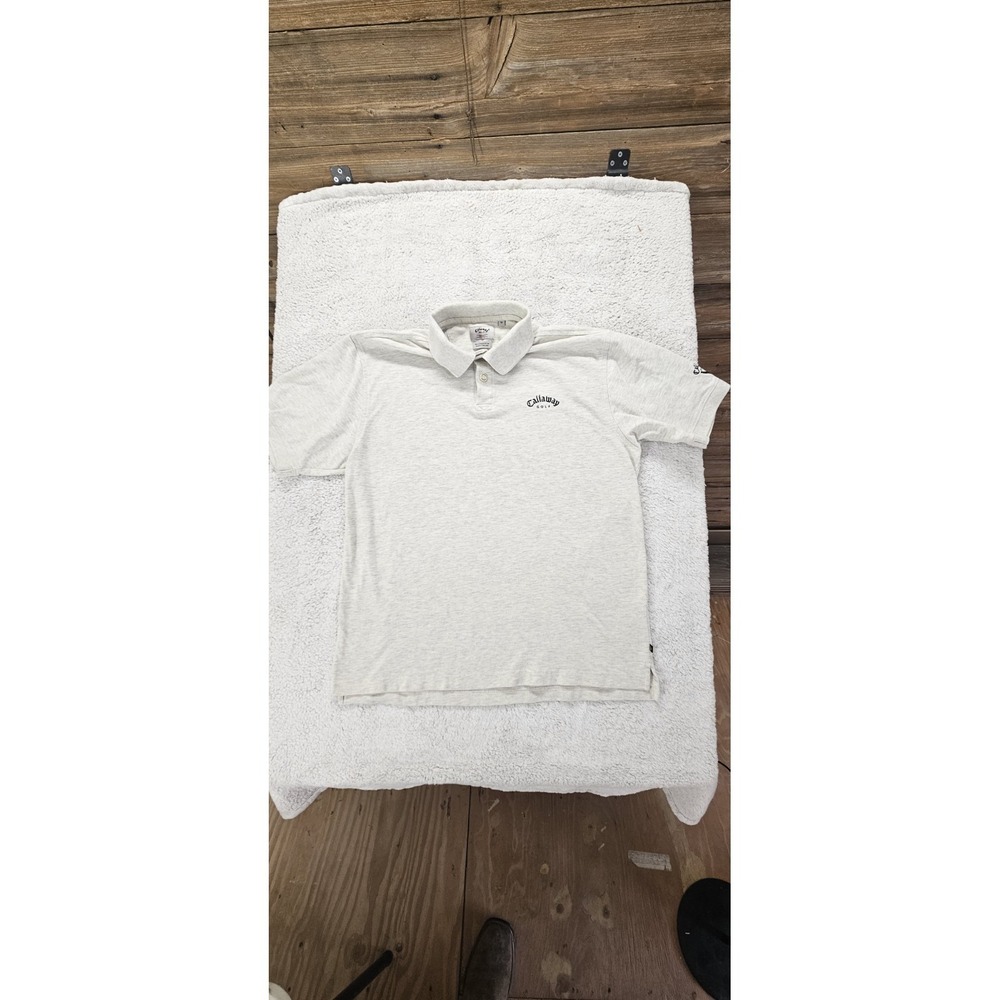Callaway Men's M Golf Polo Light Gray Marble, 100% Combed Cotton, Short Sleeve .